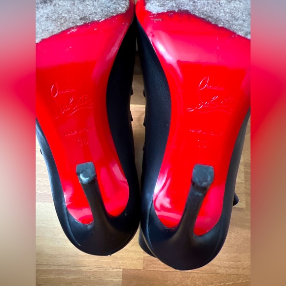 Christian Louboutin French Tutu Button Black Leather Booties Size 36, US 6, USED - Picture 8 of 16